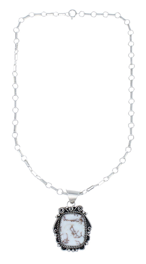 Native American Sterling Silver Wild Horse Turquoise Chain Necklace JX127056
